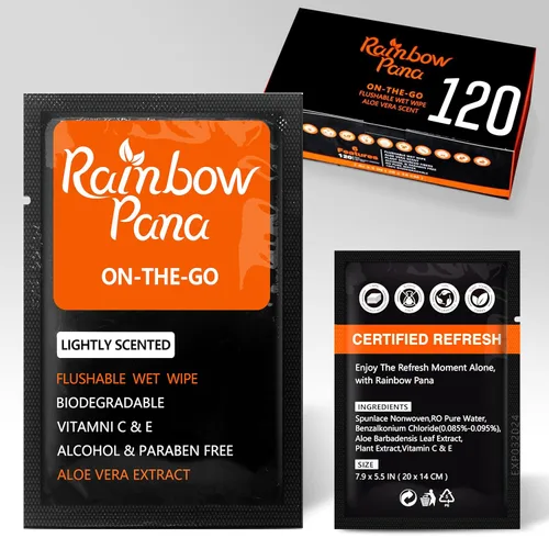 RainbowPana 120 toallitas desechables para hombres: sobre la marcha, envueltas individualmente, toallitas para glúteos, toallitas de viaje,