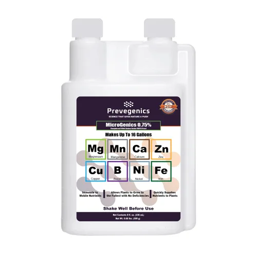 MicroGenics 0.75% | (8 onzas líquidas) | Contiene .75% de magnesio, 75% de manganeso, 75% de zinc, 75% de cobre, 75% de boro, 75% de níquel y .75%