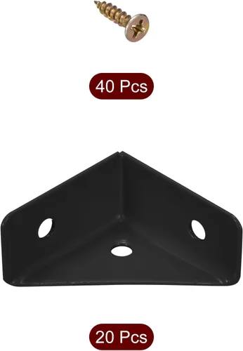 Miniatura 3 de uxcell 20 soportes de esquina angulares de 1.496 pulgadas x 1.496 pulgadas, soportes de acero laminado en frío con tornillos para borde de Negro
