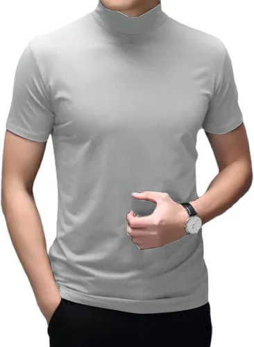 Miniatura 2 de Rela Bota Camisetas de moda para hombre, ropa interior térmica, camisetas de media manga corta de cuello alto, ajuste delgado, básicas