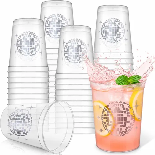 Miniatura 8 de Uiifan 30 tazas de bola de discoteca para fiesta de discoteca de 16 onzas reutilizables de plástico para despedida de soltera para vaquera