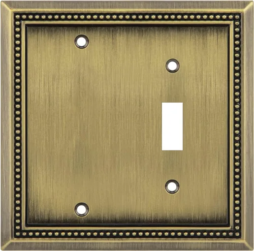 Miniatura 25 de Henne Bery Sunken Pearls - Placa de pared decorativa resistente para interruptor, cubierta para tomacorrientes (doble dúplex, níquel satinado)