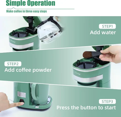 Miniatura 6 de Cafetera, Cafetera de Una Sola Porción, Cafetera de Una Taza con Filtro Reutilizable y Botón de Control de Un Solo Toque, Cafetera Portátil