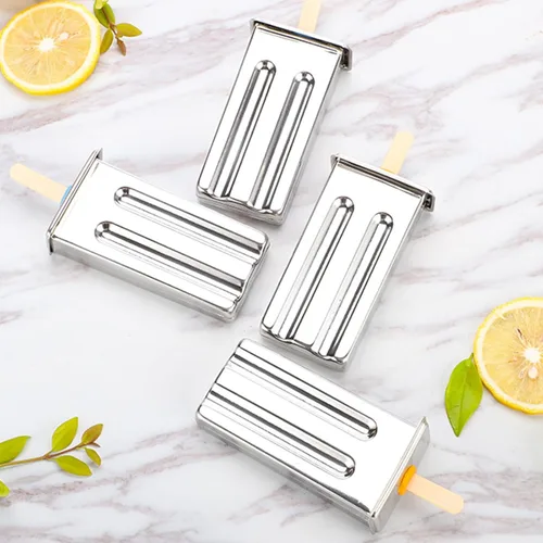 Miniatura 6 de Moldes de paletas de acero inoxidable, juego de 6 moldes para hacer helados, moldes de paletas caseras reutilizables de metal con palos y bolsas