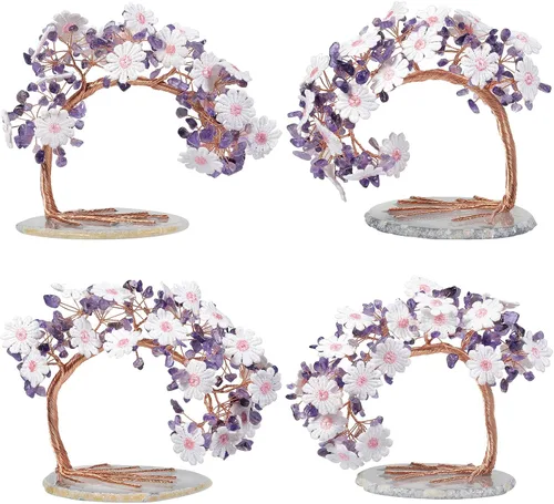 Miniatura 4 de rockcloud Árbol de dinero de cristal de amatista con base de ágata, árbol de la vida de piedras preciosas Feng Shui para decoración de escritorio
