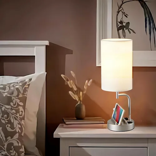 Miniatura 7 de Dreamholder - Lámpara de mesa con control táctil USB, lámpara de noche mejorada de 3 vías regulables con puertos de carga USB C y A y tomacorriente