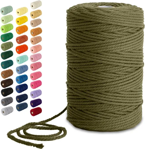 Miniatura 160 de Nook Theory - Cuerda de macramé de 3 mm, 220 yardas de cuerda de algodón, hilo de 4 mm y 5 mm, cuerda para manualidades, perfecta para colgantes