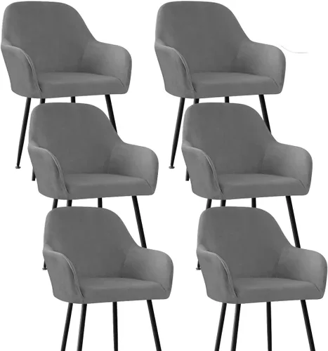 Miniatura 10 de Fundas protectoras de terciopelo elástico para sillas de comedor con brazos y respaldo curvado pequeño, juego de 6/4/2 para cocina, oficina, hogar