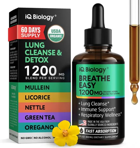 Gotas de gordolobo para los pulmones – Suplemento de aceite de gordolobo orgánico y grosella negra del USDA – Fabricado en Estados Unidos –