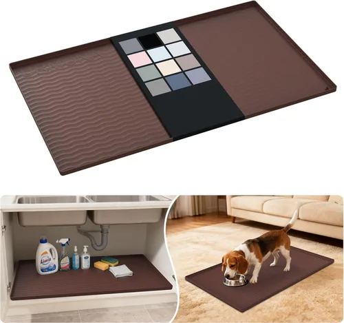 Miniatura 75 de URMONA Tapete de silicona impermeable para debajo del fregadero, 34 x 22 pulgadas, forro para estante de cocina y baño, protector de gabinetes