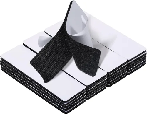 JUMINIZ 20 juegos de tiras de cierre de gancho y bucle de 1x4 pulgadas con adhesivo, cinta adhesiva de doble cara resistente para colgar imágenes y