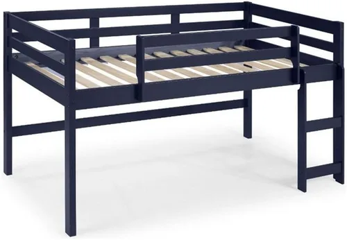 Acme Lara - Cama tipo loft de madera individual con barandilla y escalera en color azul marino