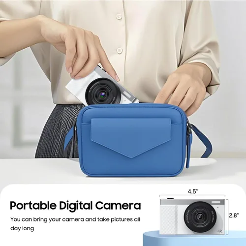 Miniatura 6 de Cámara digital 4K, cámara de vlogging de 64MP para fotografía con pantalla abatible de 180° de 3 pulgadas, cámara digital compacta 16X con tarjeta