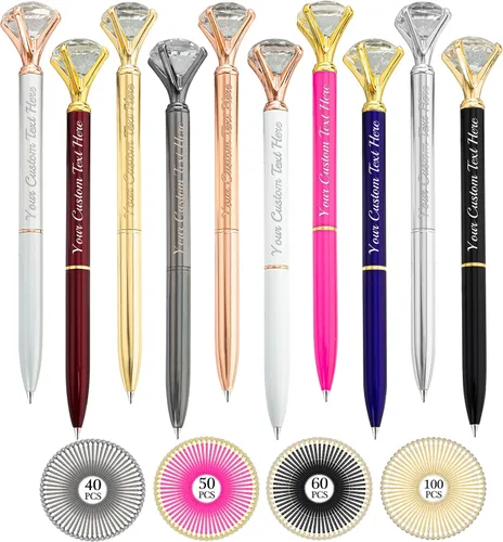 Aolun 10 bolígrafos de diamantes con cristal personalizados a granel, bolígrafo de metal personalizado con nombre grabado, regalos de texto para