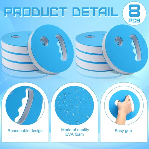 Miniatura 3 de Honoson 8 discos de ejercicio acuático de 7.1 pulgadas de diámetro, pesas de agua para piscina, equipo aeróbico, espuma EVA, disco de natación