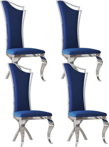 Miniatura 47 de Juego de 2 sillas con 2 sillas de comedor de piel sintética blanca, silla de cocina moderna con respaldo ovalado y patas de acero inoxidable