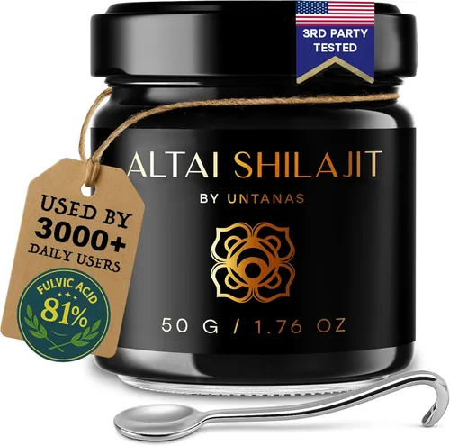 Resina Altai Shilajit Shilajit pura de 1.76 onzas, Shilajit de grado dorado, suministro para 6 meses, para vitalidad y claridad mental, método de