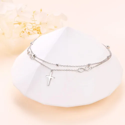 Miniatura 3 de Daochong - Tobillera de plata esterlina S925 ajustable, para mujer