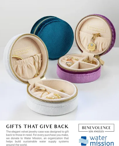 Miniatura 6 de Benevolence LA - Joyero de viaje Almacenamiento y organizador de joyas Joyero para mujer Organizador de anillos, collares y aretes con espejo