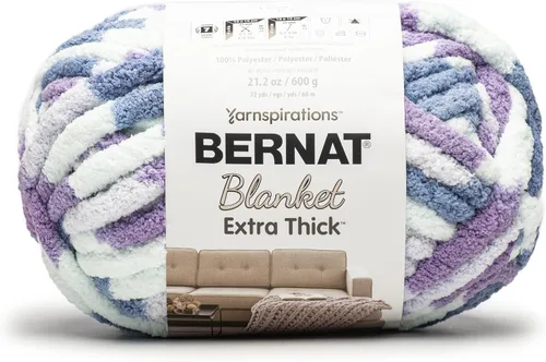 Miniatura 12 de Bernat - Hilo para manta extra grueso color niebla azul - 1 paquete de 21.12 oz/598.74 g - 100% poliéster - #7 Jumbo - 72 yardas - Hilo grueso