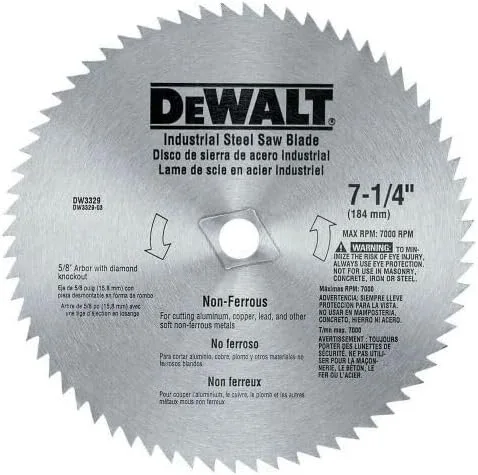 Miniatura 3 de DEWALT Hoja de sierra circular, 7 1/4 pulgadas, 68 dientes, corte de metales (DW3329)