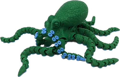 Miniatura 18 de Pulpo impreso en 3D – Personalizable, hecho a pedido Modelo animal articulado (pequeño, morado con tentáculos verde lima)