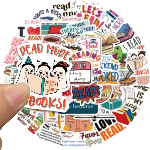 Miniatura 4 de Lindas calcomanías estéticas de libro de lectura para adultos, 50 calcomanías para amantes de la lectura para profesores, libros de amor, Funimost