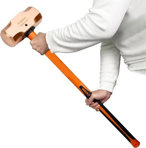 Miniatura 11 de WEDO Juego de martillo de trineo de cobre de 3 piezas, 3 lb+4 lb+5 libras, mango de fibra de vidrio, forja, resistente a la corrosión, estándar DIN