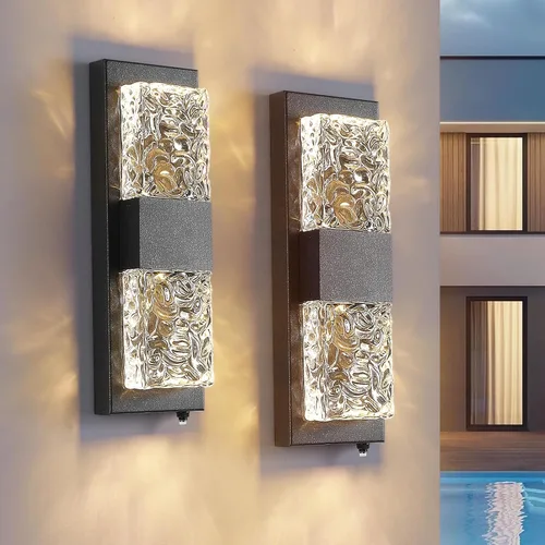 Miniatura 29 de Lámpara de pared inteligente para exteriores, lámpara exterior que cambia de color RGB, iluminación de pared exterior de carcasa de metal, luces
