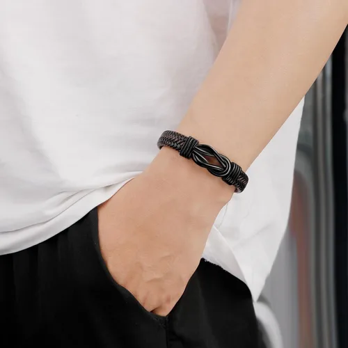 Miniatura 4 de Pulsera de cuero trenzado para hombre, regalo para hombres, marido, novio, papá, hijo, nieto, hermano, cumpleaños, día del padre, aniversario
