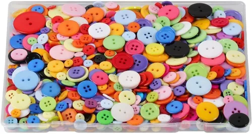 1000 botones para manualidades, botones coloridos para ropa, varios tamaños, resina redonda, botón decorativo a granel para manualidades de costura,