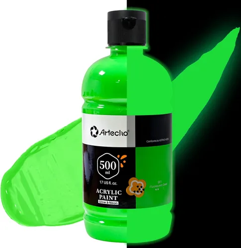 Miniatura 32 de Artecho Pintura Acrílica Oro - Botella Grande 500ml / 17oz, Pintura para Manualidades para Lienzo, Rocas, Madera, Tela, Cerámica, No Tóxica Dorado
