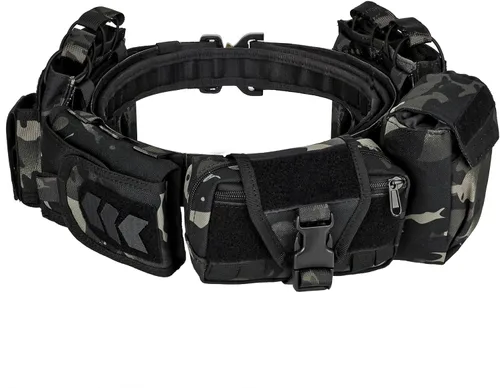 Miniatura 9 de YAKEDA Cinturones Tácticos de Batalla para Hombres - Cinturón Airsoft de Liberación Rápida con Trigger, Cinturones de Servicio Pesado con Bolsas 7 CP