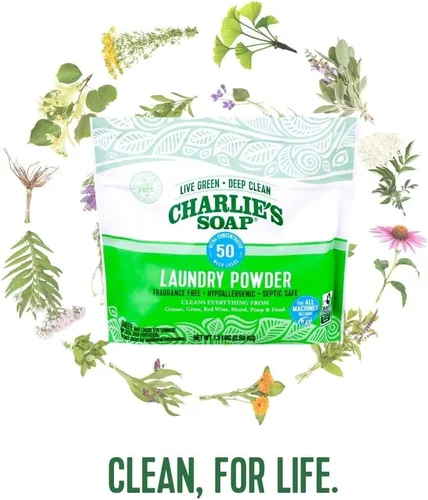 Miniatura 8 de Charlie's Soap Polvo de lavandería (50 cargas, 1 unidad) Detergente hipoalergénico en polvo de limpieza profunda – Respetuoso del medio ambiente