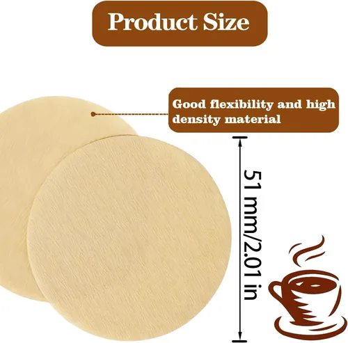Miniatura 2 de 800 unidades de filtros de café espresso, filtro de papel redondo sin blanquear de 51 mm para máquina de espresso, filtro de café desechable