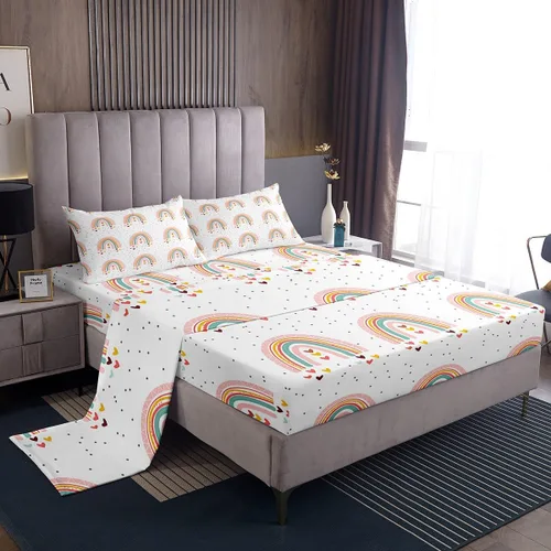 Miniatura 27 de Erosebridal Juego de sábanas de fresa, tamaño individual, diseño de fresa rosa para niñas y niños, sábana bajera ajustable de frutas tropicales