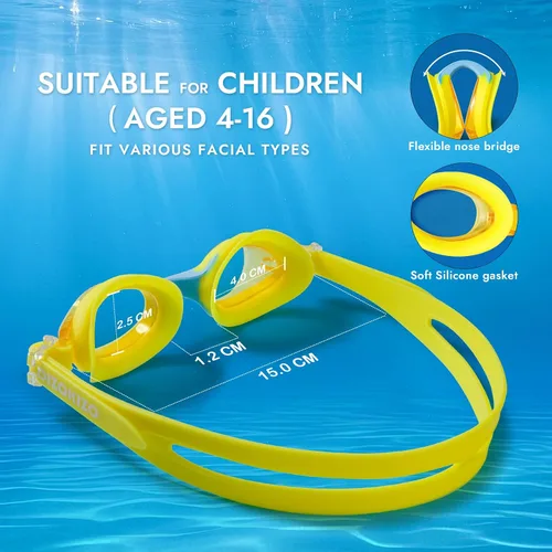 Miniatura 2 de 2 Pack Kids Swim Goggles for Toddlers 6-14(8-12), Anti-Fog UV Protection No Leak Swimming Glasses for Boys Girls Rosa y amarillo