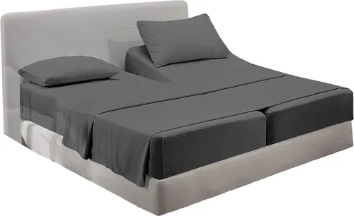 Miniatura 30 de PURE ECO Juego de sábanas de algodón natural, 5 piezas, tamaño King dividido, color beige, calidad suave, bolsillo profundo de 16 pulgadas, juego