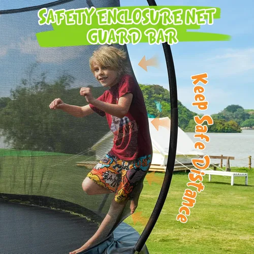 Miniatura 5 de Gigu 10FT 12FT 14FT 15FT 16FT Recreational Trampolines with Enclosure Net and Ladder and Anti-Rust Coating, ASTM Approved Trampoline Outdoor for