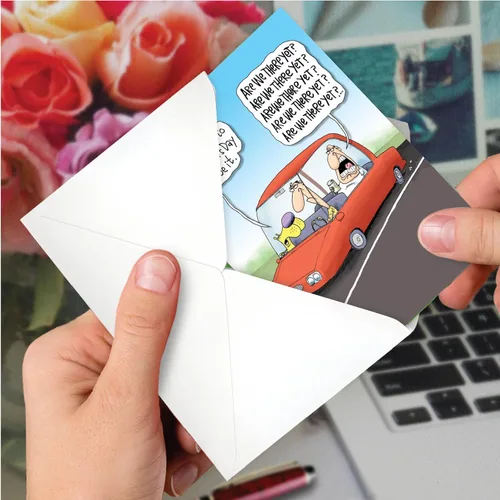 Miniatura 6 de NobleWorks - 1 tarjeta divertida del día del padre con sobre, tarjeta de felicitación de humor para papá, padrastros - Are We There Yet 5312