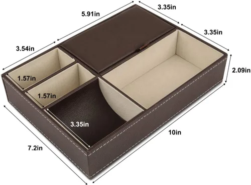 Miniatura 6 de Baoyun - Bandeja de cuero para hombre, organizador de joyas para hombre, organizador de mesita de noche, bandeja de noche de cuero para entrada