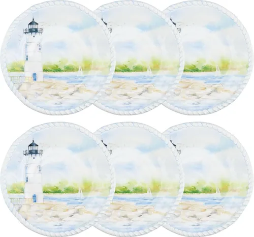 Miniatura 8 de UP UPware - Juego de platos redondos para ensalada de melamina de cangrejo, platos redondos para risotto, pasta y ensalada, sin BPA, aptos