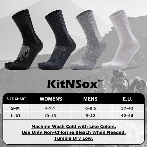 Miniatura 5 de KitNSox Paquete de 14 calcetines de lana merina para hombre y mujer, calcetines para senderismo y correr, cálidos, gruesos, acolchados, para caminar