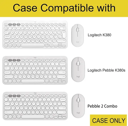 Miniatura 2 de co2CREA Funda rígida compatible con teclas Logitech Pebble 2 Combo K380 + teclado y mouse inalámbricos M350 (blanco hueso)