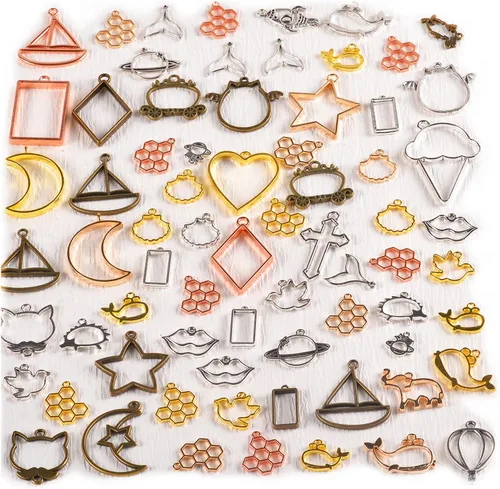 Miniatura 12 de stino - Abalorios de metal para hacer joyas 100 gramos, lote de adornos tibetanos en plata y bañados en oro para hacer joyas de collar, aretes