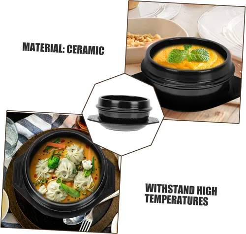 Miniatura 4 de Olla de sopa de miso coreano con bandeja, ollas de cerámica, utensilios de cocina para el hogar, olla de cocina, olla de sopa delicada, olla