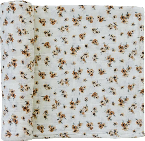 Mebie Baby Manta de Arrullo de Muselina Autumn Bloom, Manta de Arrullo Moderna y Neutra para Bebé Niña o Niño, Mantas Suaves para Bebé, Manta de