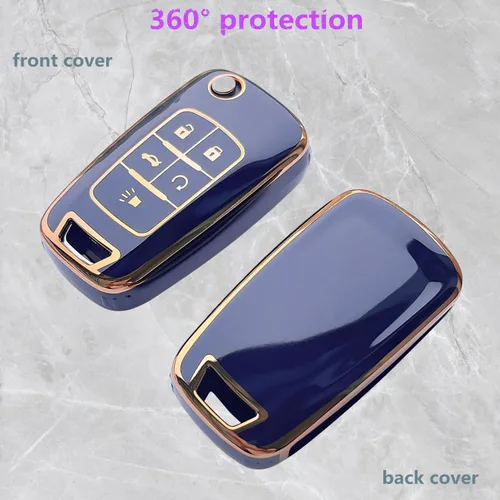 Miniatura 4 de Compatible con funda para llavero Chevy con llavero – Funda de TPU suave negra para Chevy Equinox Impala Malibu Camaro Cruze Sonic Terrain 5 botones