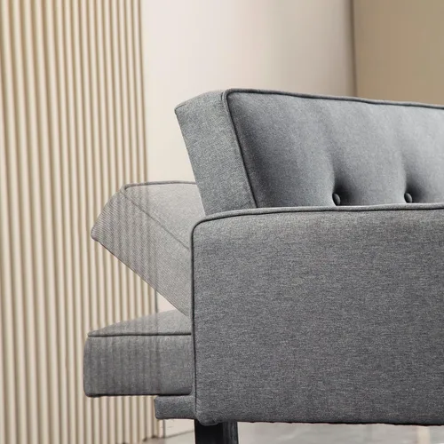 Miniatura 6 de Anwick Sofá cama de tela moderna, sofá biplaza convertible con 2 almohadas y reposabrazos, sofá reclinable plegable de 75 pulgadas con patas