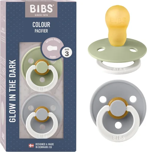 Miniatura 54 de BIBS - Paquete de 2 chupetes Bibs Colour, calmante, libre de bisfenol A, punta redonda, látex de goma natural Noche de vainilla